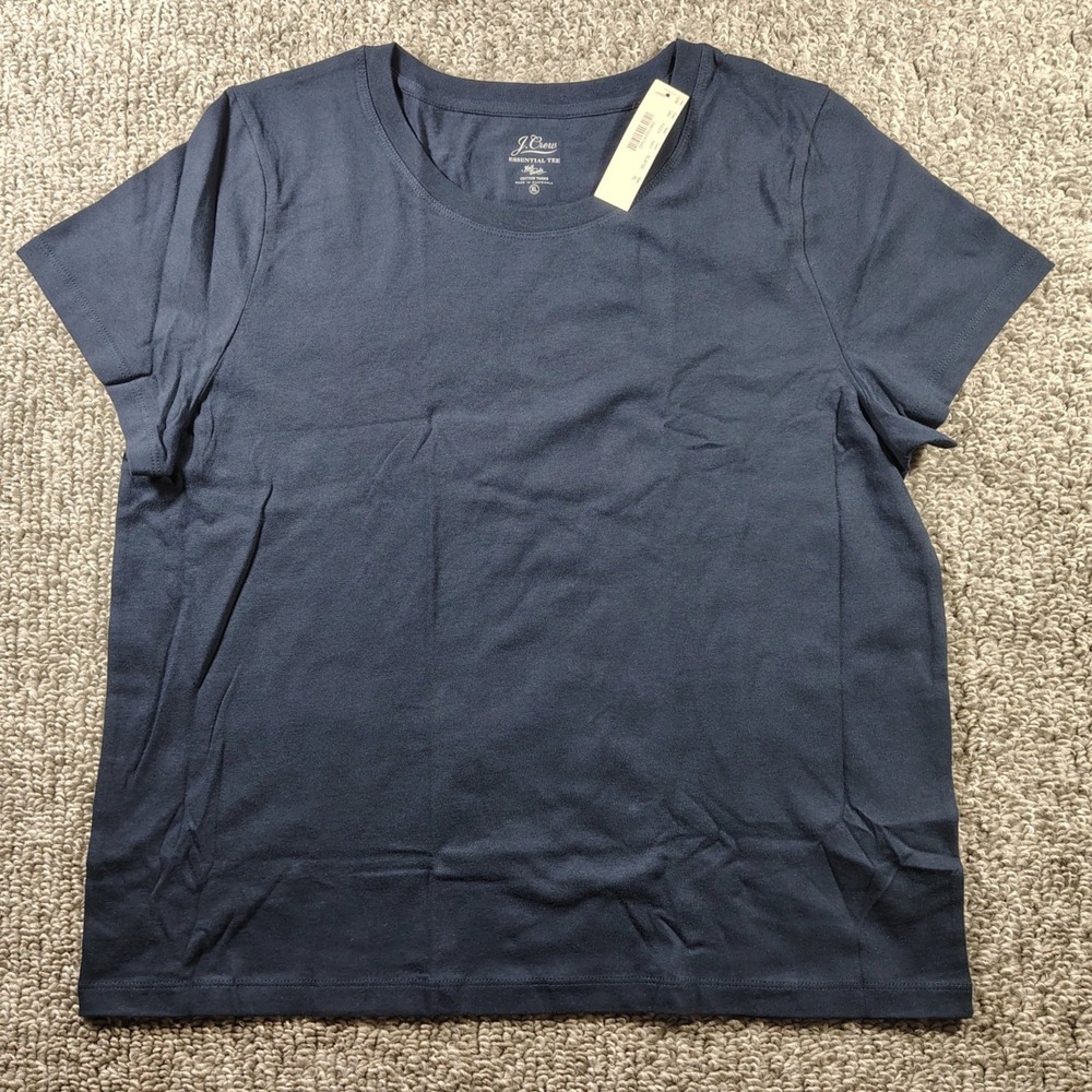 J.Crew Essential Tee Navy Blue Cotton Crewneck Short Sleeve Women XL Preppy